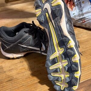 Ladies Black and Yellow Baseball Cleats